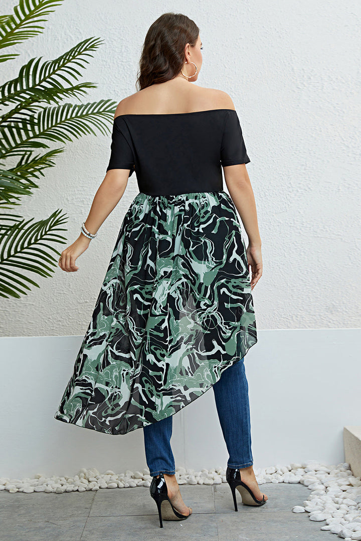 Stilla | Størrelse Off-Shoulder Asymmetrisk Kantskåret Kjole