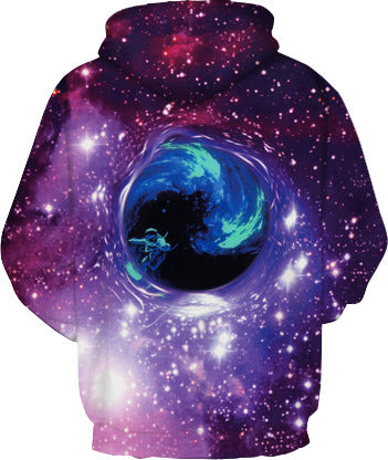 Herre hoodie med intergalaktisk tågedesign og 3D-effekt Stilla