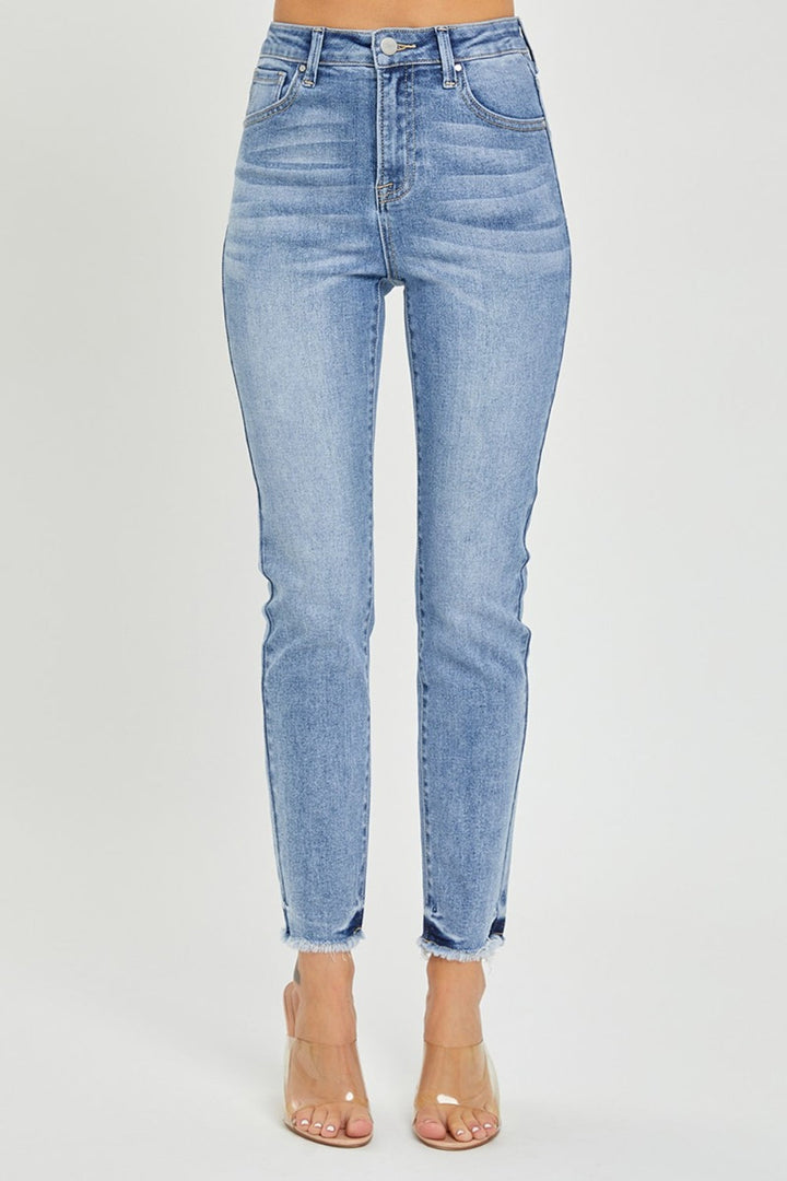 Stilla | Fuldt Størrelse Høj Talje Frayed Hem Skinny Jeans