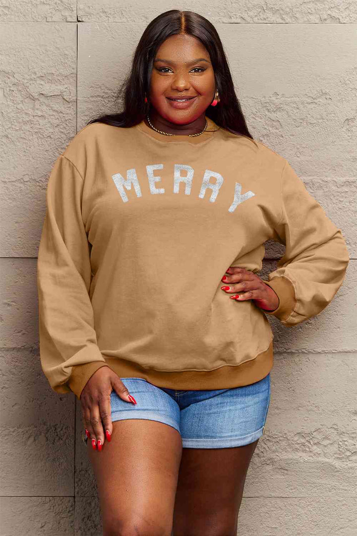 Stilla | Love Full Size Merry Graphic Sweatshirt