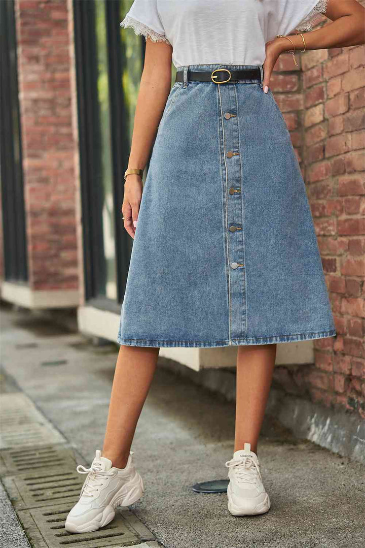 Stilla | Front A-linje Denim Nederdel