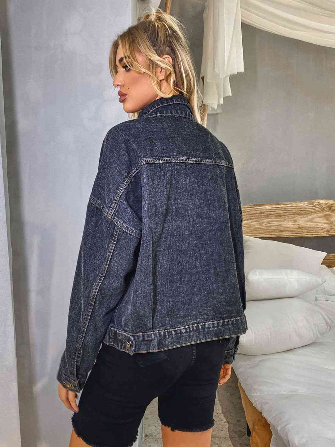 Stilla | Nakke Sunket Skulder Denim Jakke