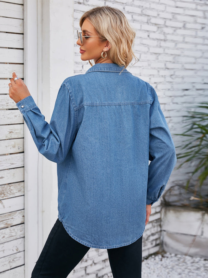 Stilla | Opkravede Hals Denim Jakke