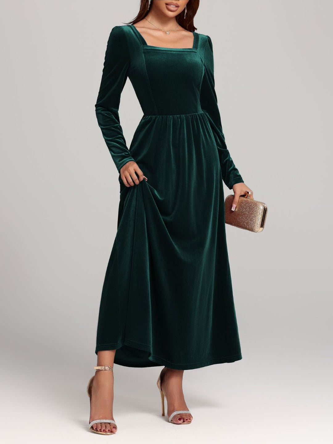 Stilla | Square Neck Langærmet Kjole