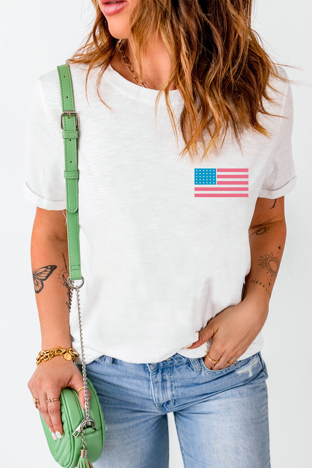 Stilla | Flag Rund Hals Kortærmet T-Shirt