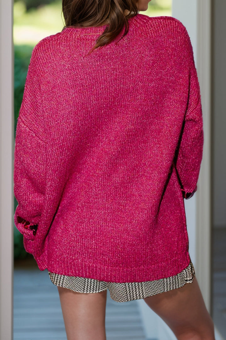 Stilla | Pullover med lange ærmer, pailletter og rund halsudskæring