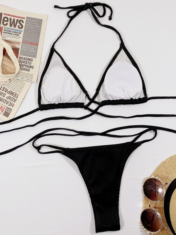 Stilla | Neck Crisscross Ribbed Bikini Sæt