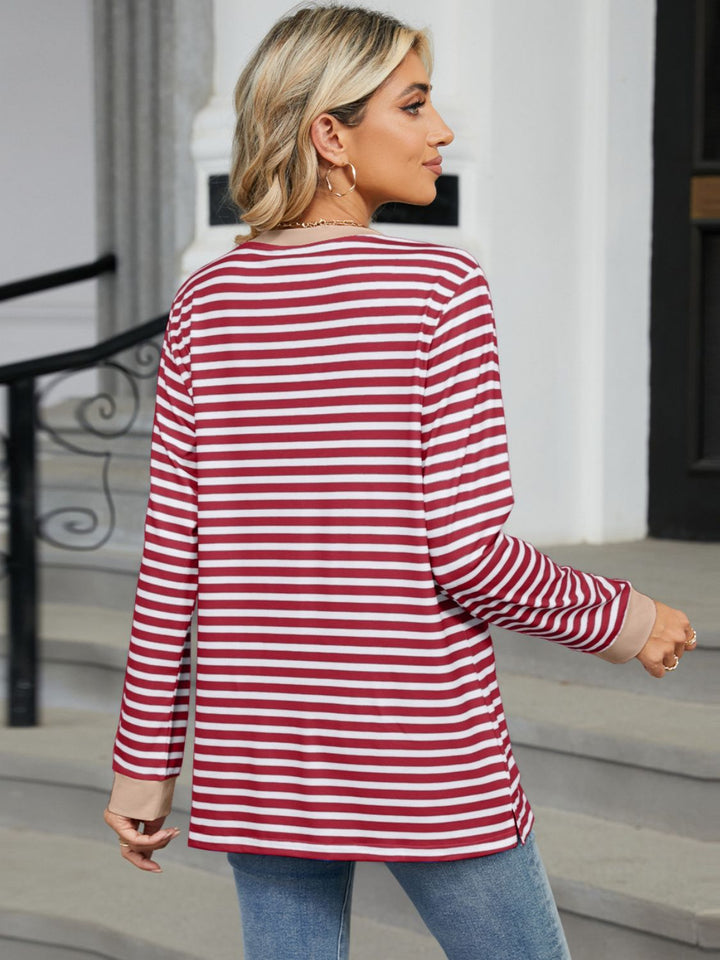 Stilla | Stribet Rund Hals Langærmet T-shirt