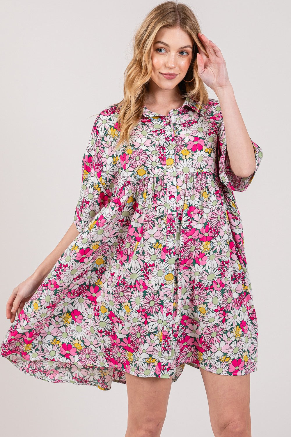 Stilla | FIG Floral Button Down Mini Skjortekjole