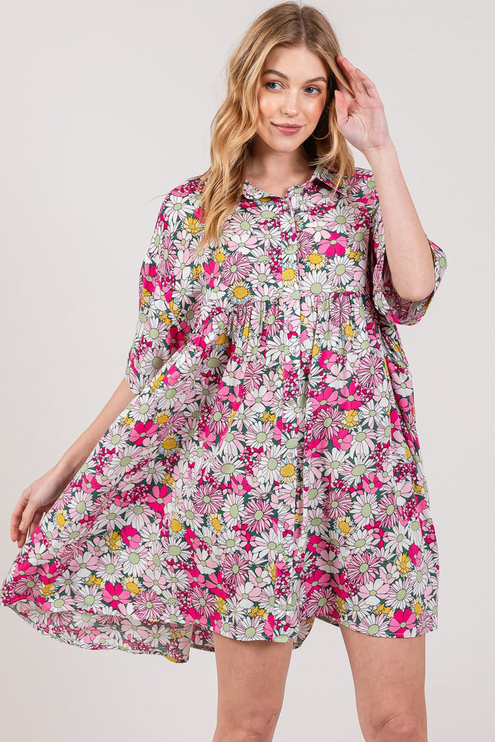 Stilla | FIG Floral Button Down Mini Skjortekjole
