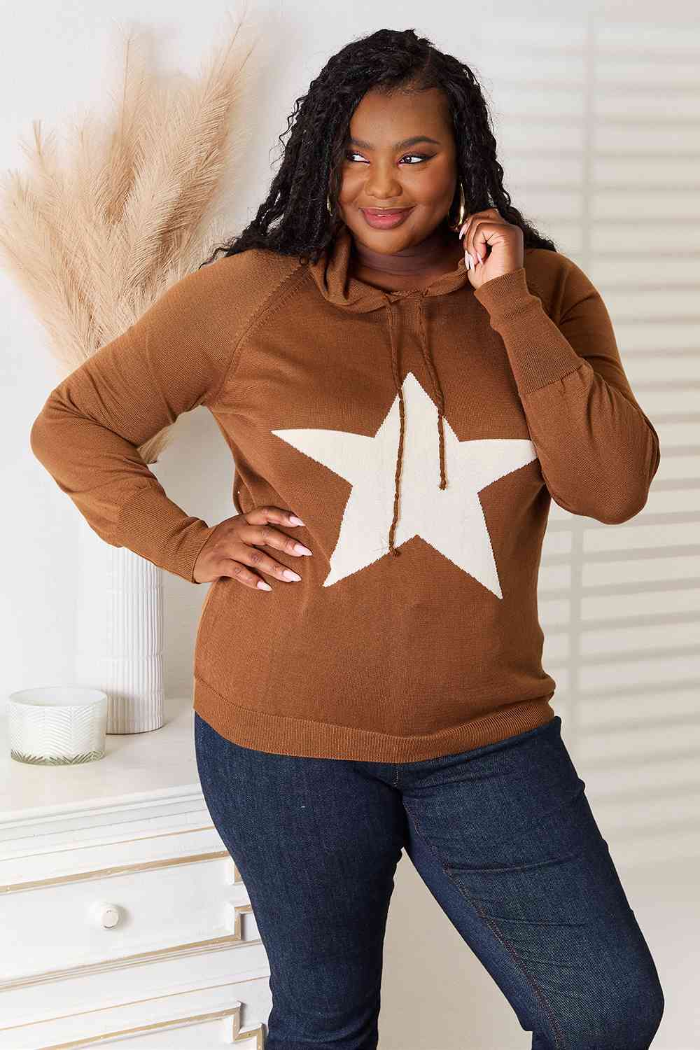 Stilla | Full Size Stjerne Grafik Huooded Sweater