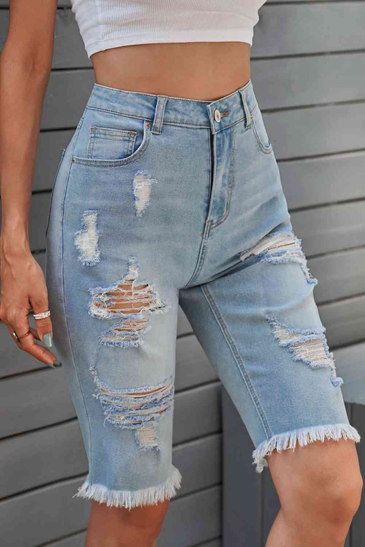 Stilla | Raw Hem Denim Bermuda Shorts