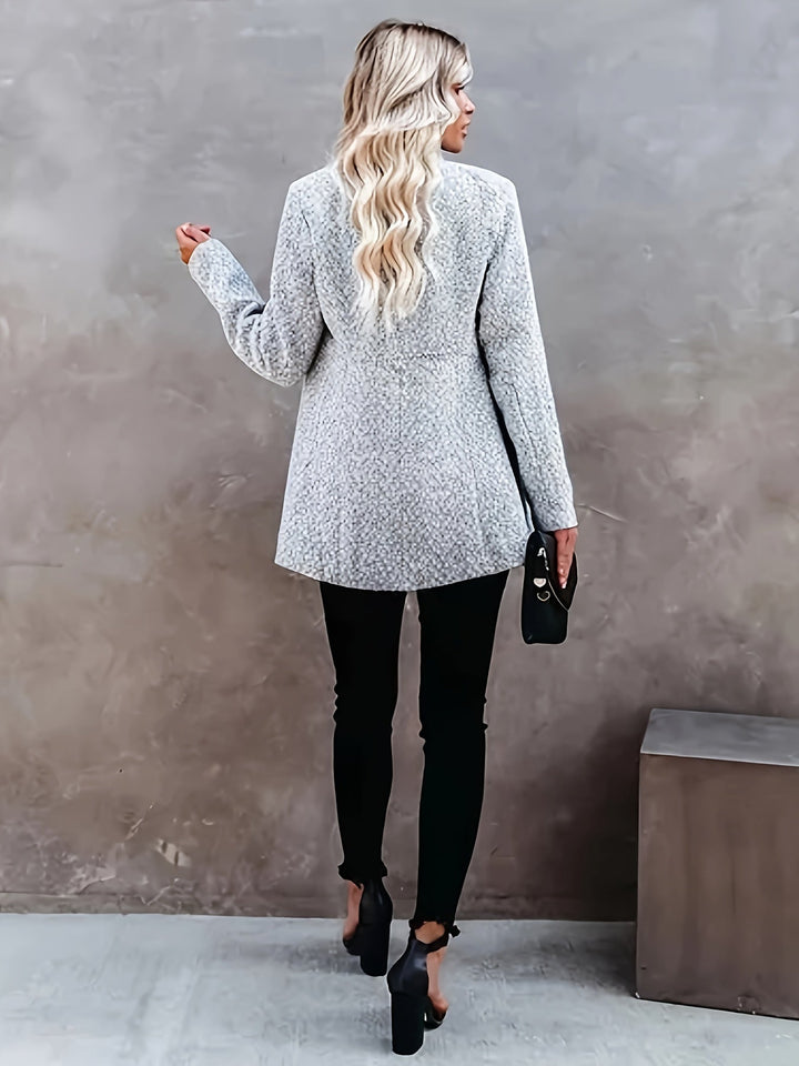 Stilla | Elegant business uld blazer med åbent front i grå Ideel til alle årstider