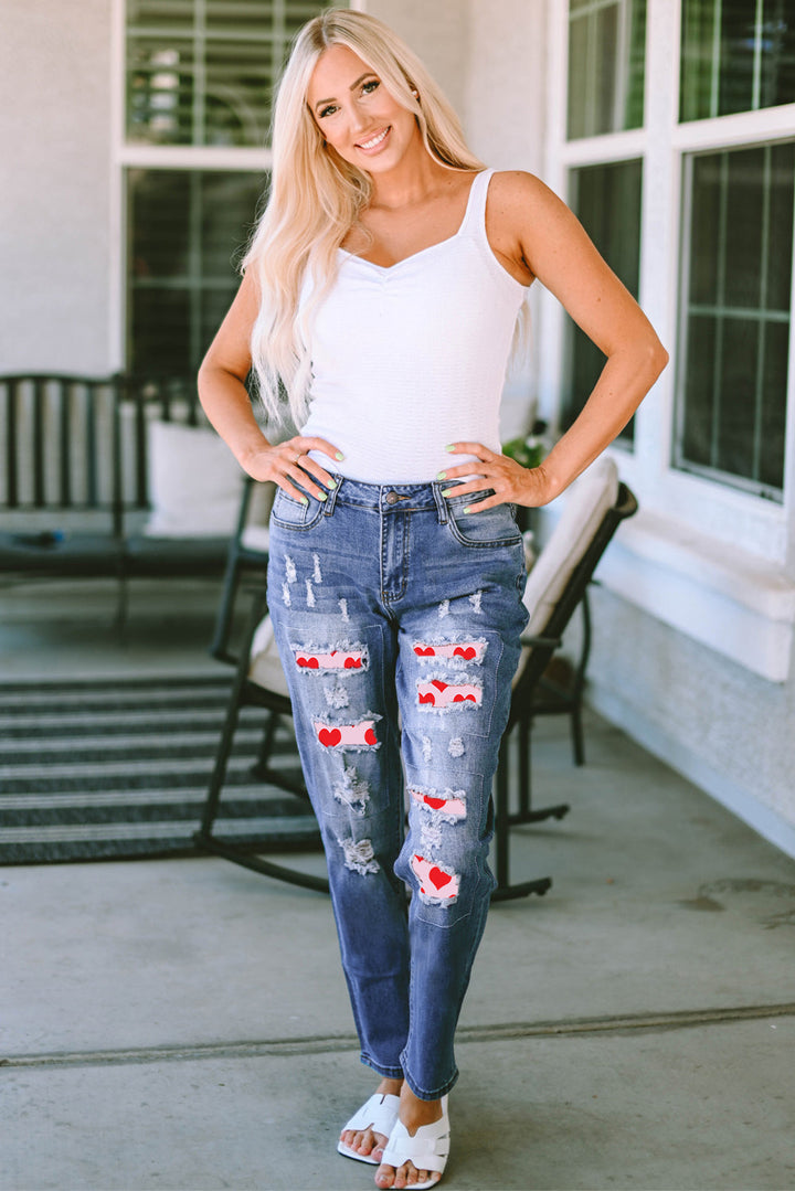 Stilla | Distressed Raw Hem Straight Jeans