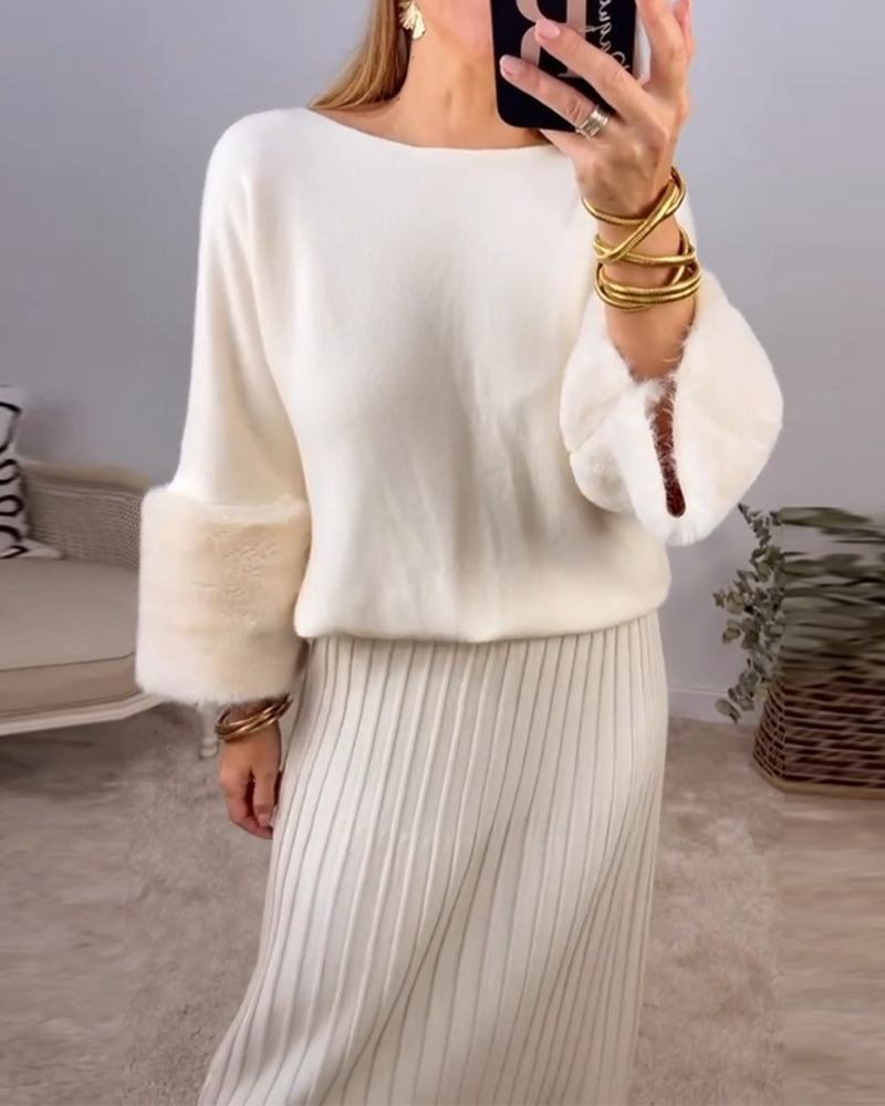 Stilla | Ensfarvet Sweater med Lange Ærmer