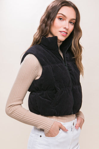 Stilla | Tree Corduroy Zip Up Puffer Vest med lommer