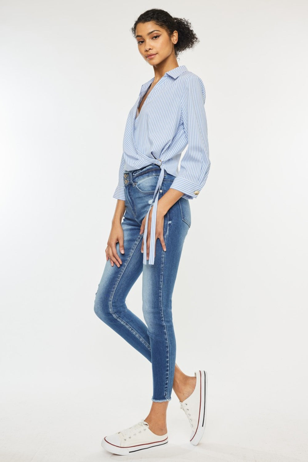 Stilla | Slidt rå kant høj talje jeans