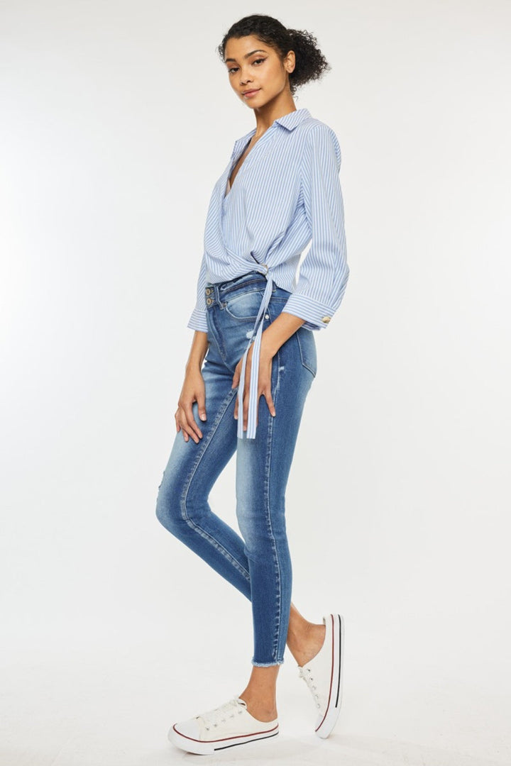 Stilla | Slidt rå kant høj talje jeans