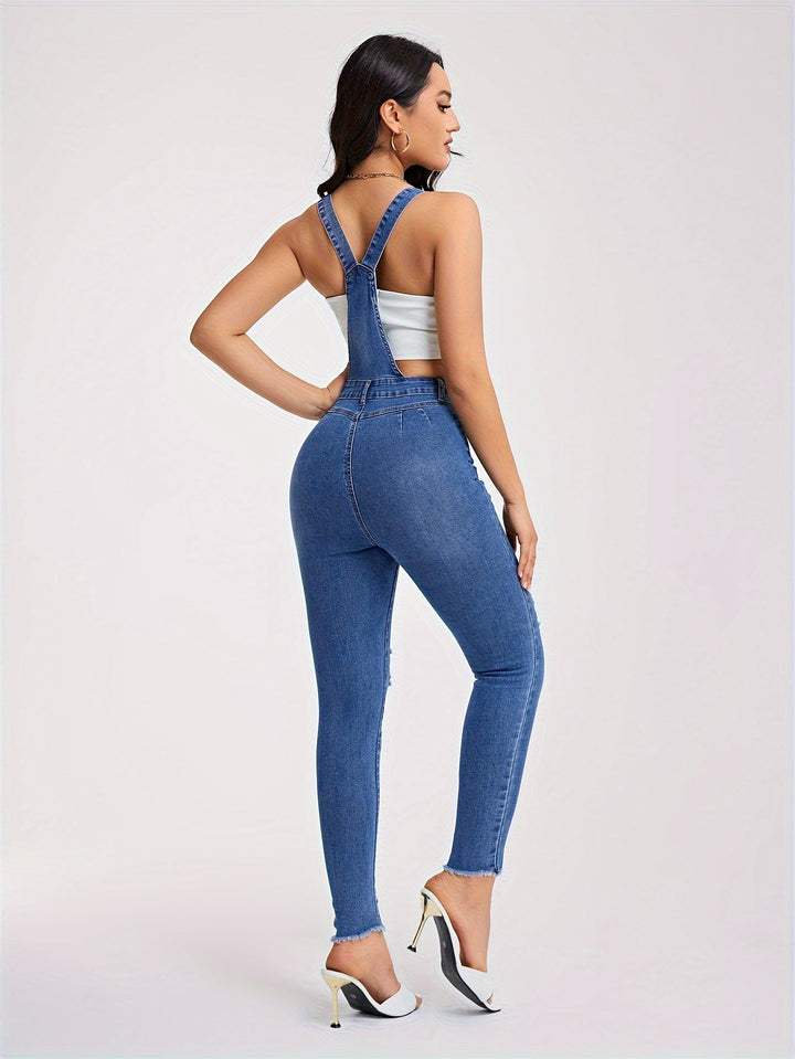 Stilla | Irevne Denim Overalls Med Halve Knapper