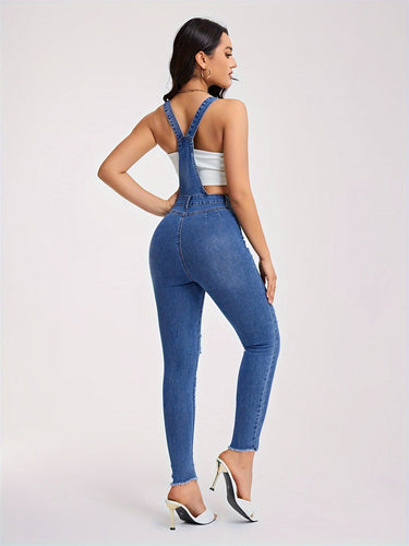 Stilla | Irevne Denim Overalls Med Halve Knapper