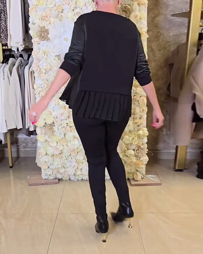 Stilla | Langærmet Sweatshirt med Patchwork Detaljer