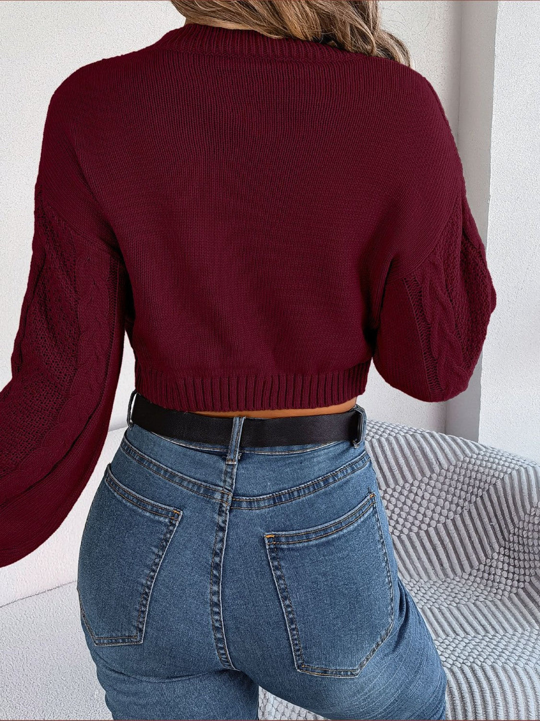 Stilla | Strikket Rund Hals Afkortet Sweater