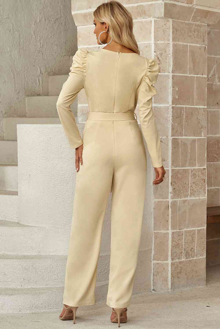 Stilla | Lang Puff Ærme V-hals Jumpsuit