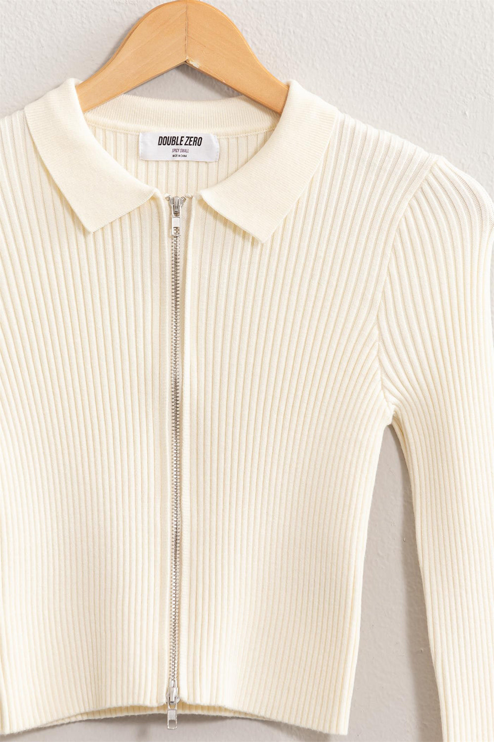 Stilla | Ribbet Dobbelt Lynlås Cropped Cardigan