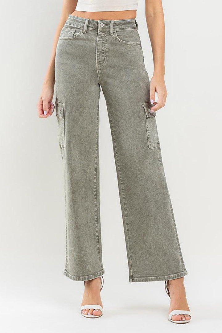 Stilla | by Flying Monkey 90'ernes Super High Rise Cargo Jeans