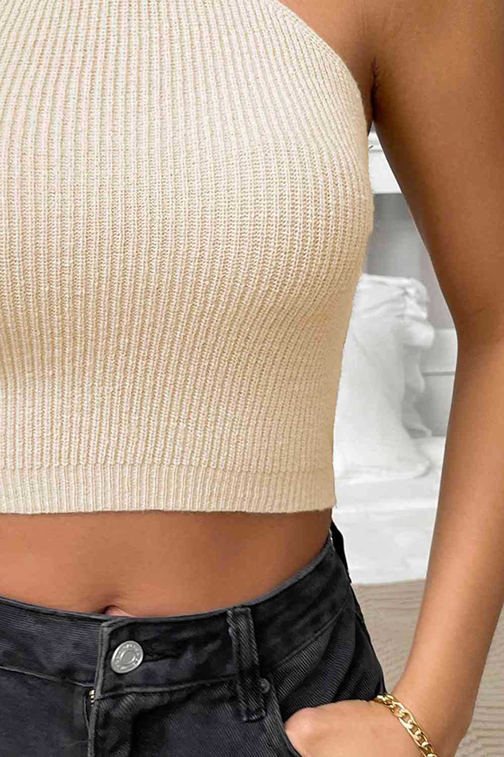 Stilla | Hals Ribbet Cropped Strik Top