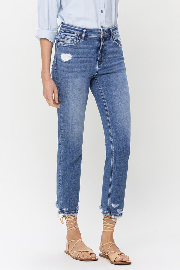 Stilla | Højtaljede Rå Kanten Lige Jeans