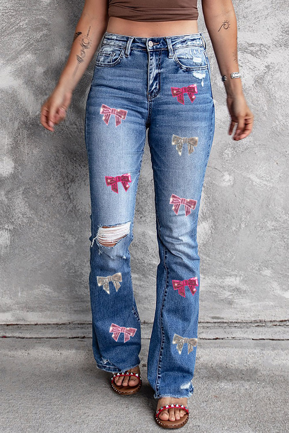 Stilla | Bue Distressed Bootcut Jeans