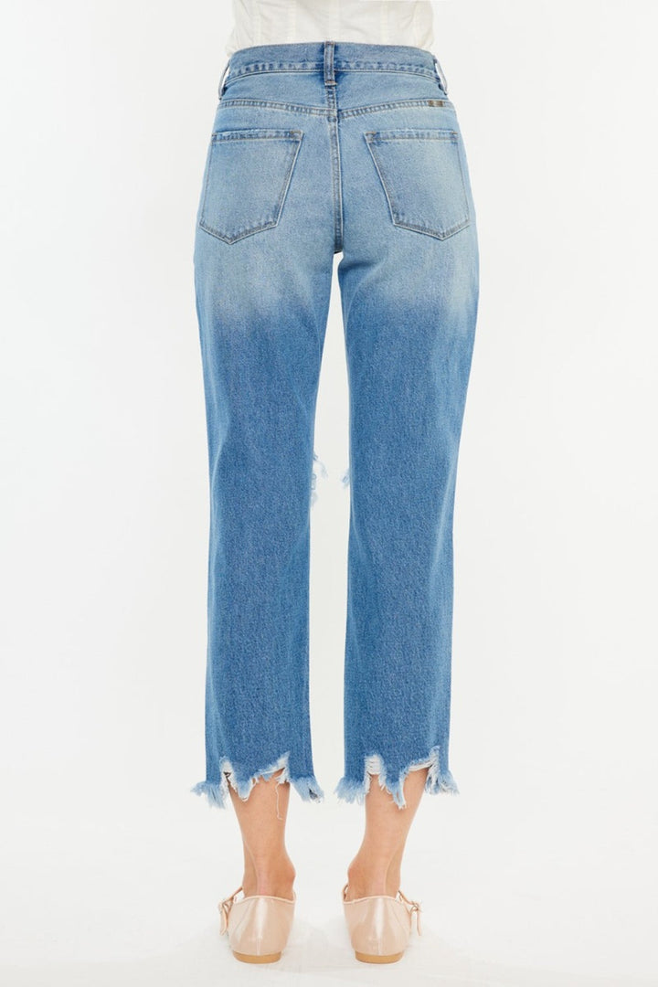 Stilla | Distressed Frayed Hem Cropped Jeans