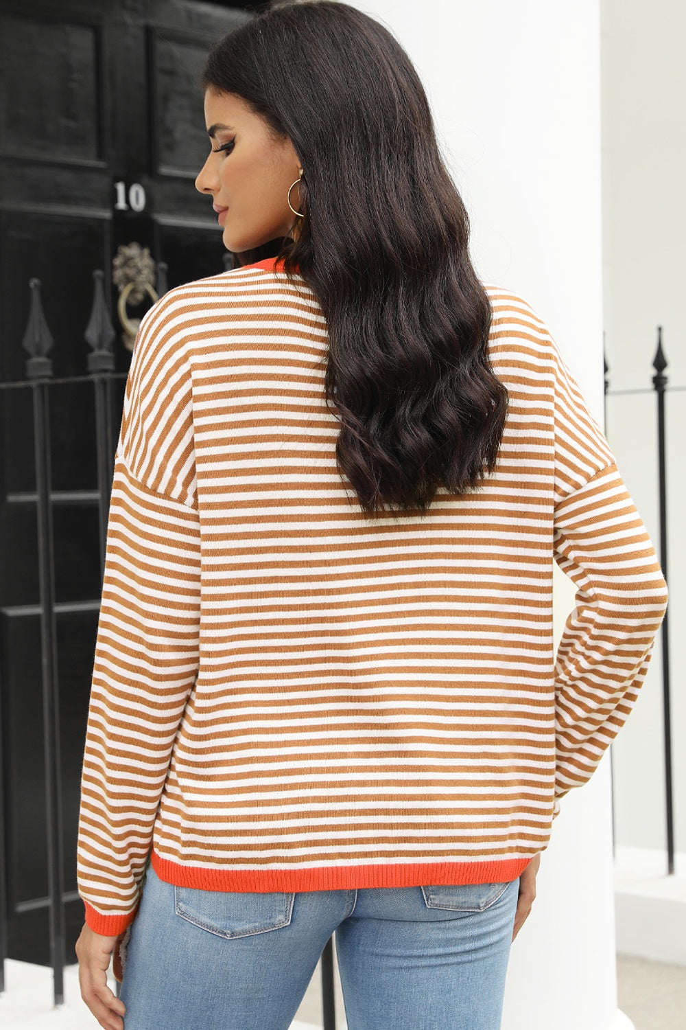 Skovae | Stribet Rundhals-Drop-Shoulder-T-Shirt