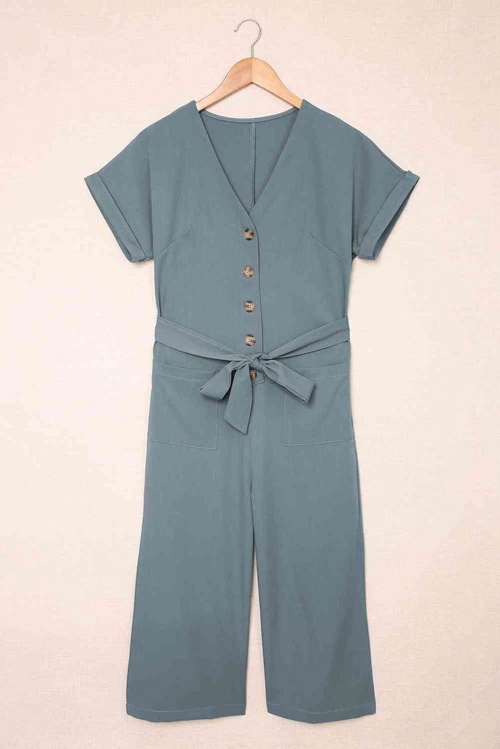 Stilla | Talje Knappet Forkortet Jumpsuit