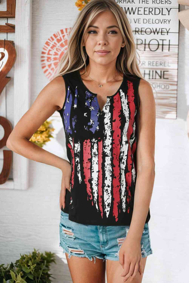 Stilla | Stripe Notched Neck Tank