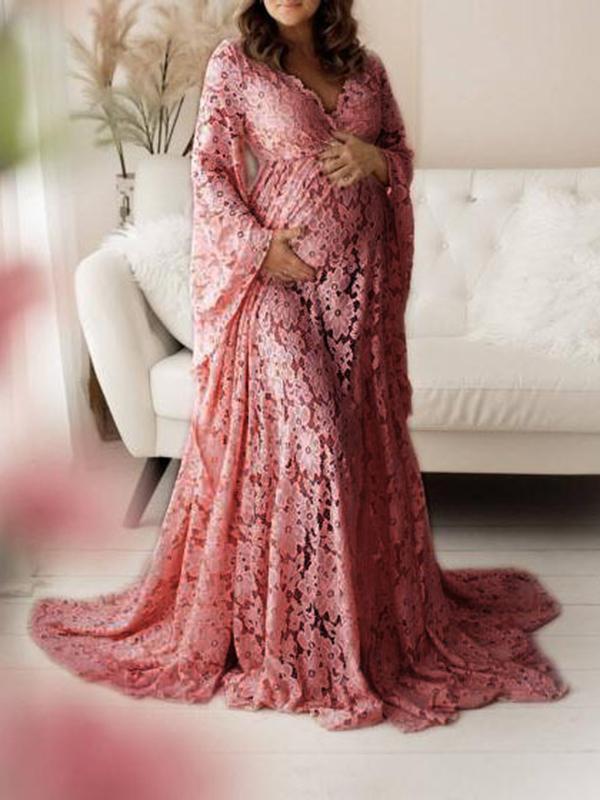 Stilla | Maxi Kjole Blonde Split Gennemsigtig Elegante Kjole Til Graviditetsfotografi