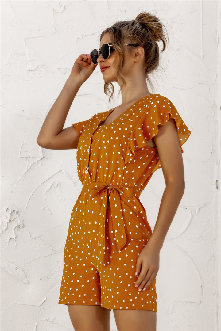Stilla | Polka Dot Halv Knap Romper