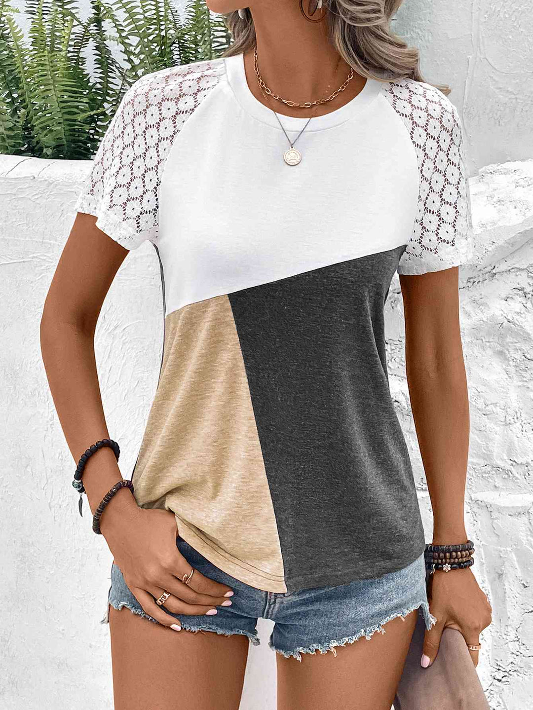 Stilla | Block Raglan Ærme Rund Hals T-shirt