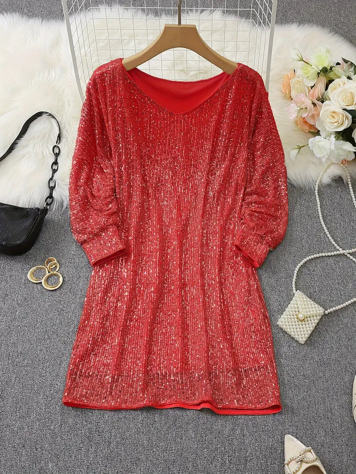 Stilla | Off-shoulder sequin mini kjole