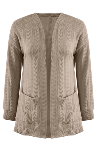 Stilla | Plus Size Tekstureret Åben Front Langærmet Cardigan
