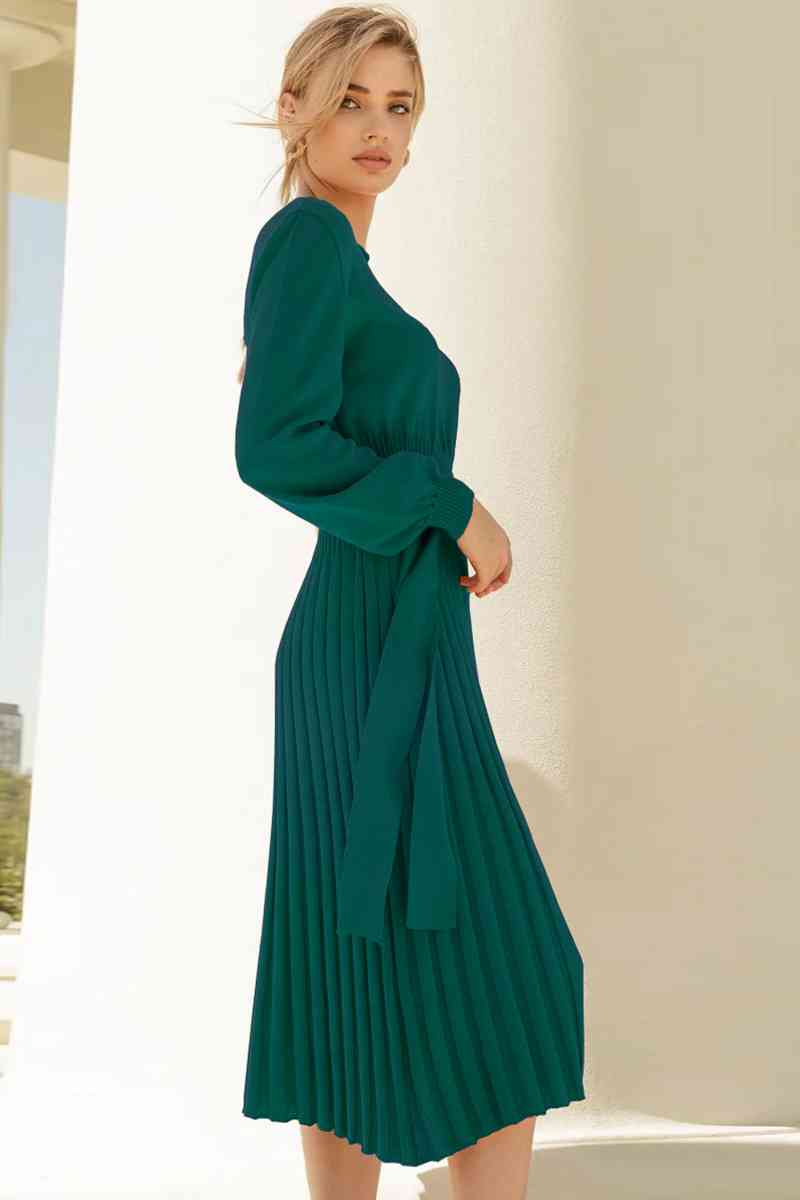 Stilla | Hals Langærmet Plisseret Sweater Kjole