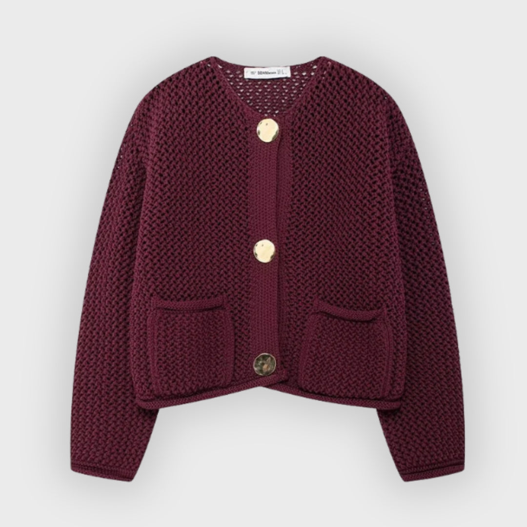 Stilla | Mesh Strik Jakke med Frontlommer