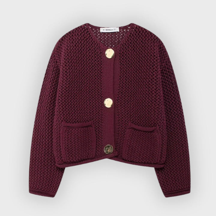 Stilla | Mesh Strik Jakke med Frontlommer