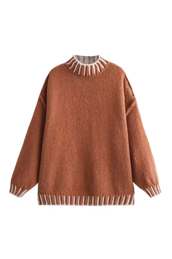 Stilla | Cozy Rullehals Sweater med Farveblokmønster