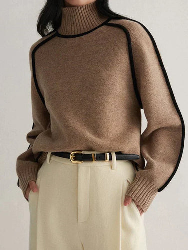 Stilla | Rullekravesweater i Brun