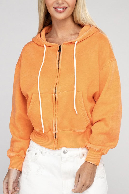 Stilla | Sweatjakke Med Lynlås I Acid Wash Fleece