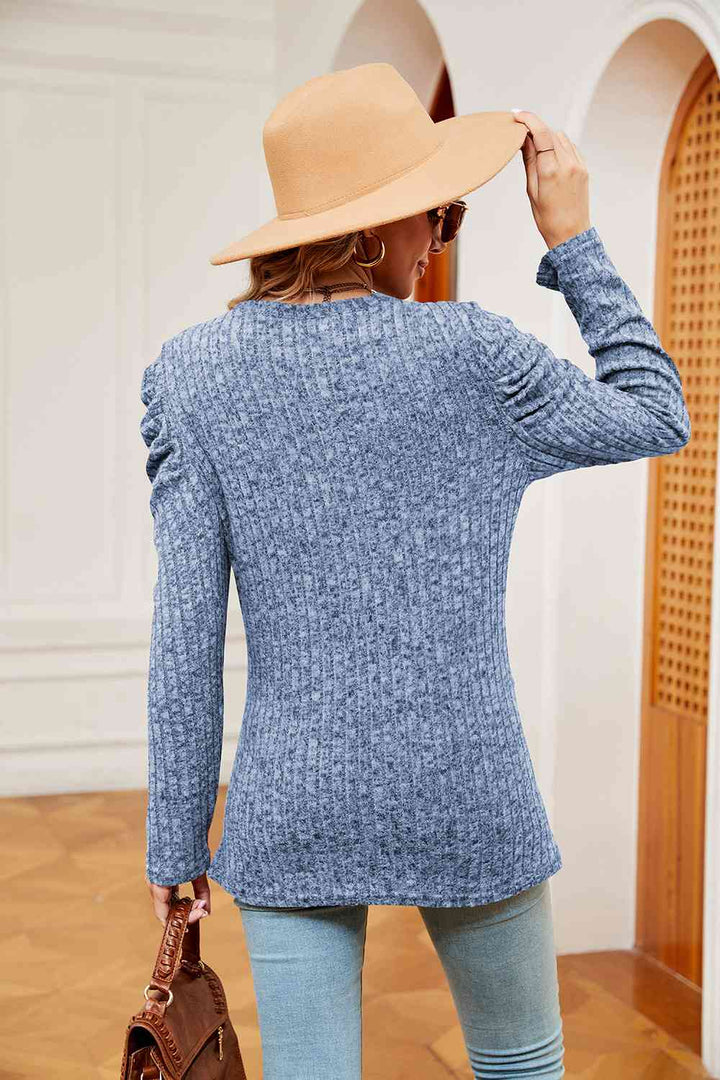 Stilla | Ærme Ribbet Twisted Top