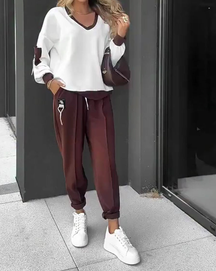 Stilla | Blok Sweatshirt og Joggingbukser Sæt