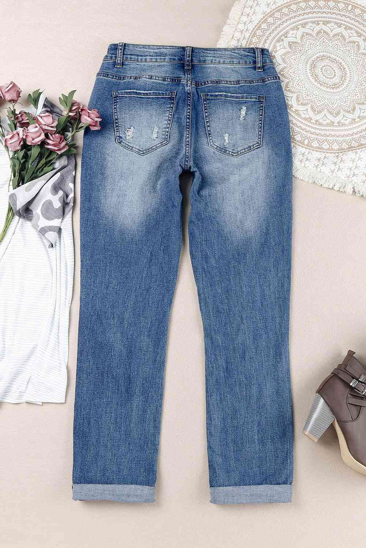 Stilla | Grafisk Patchwork Slidte Jeans